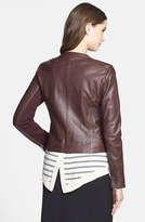 Thumbnail for your product : Halogen Zip Front Leather Jacket (Regular & Petite)