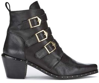 Mint Velvet Eva Black Leather Cowboy Boots