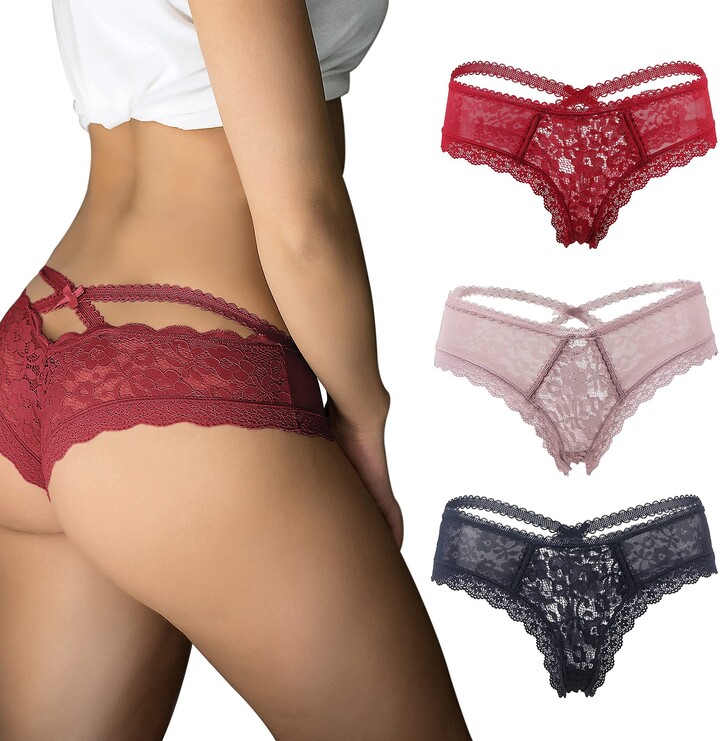 ohyeahgirl Lace Knickers for Women Multipack Thongs with Cotton