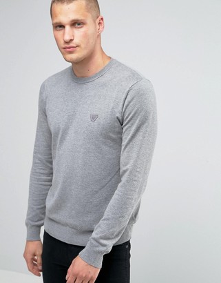 Armani Jeans Sweater With Crew Neck With Eagle Logo In Gray