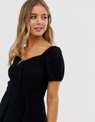 New Look button through tea dress in black