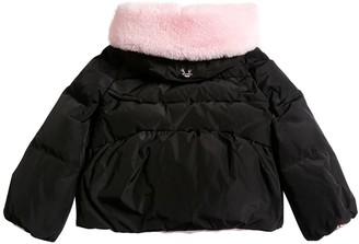 MonnaLisa Nylon Puffer Jacket W/ Faux Fur