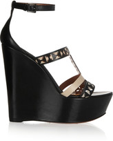 Thumbnail for your product : Alaia Laser-cut leather wedge sandals