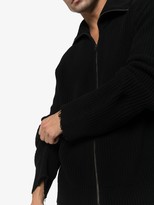 Thumbnail for your product : Ann Demeulemeester Frayed Zip Up Cotton Cardigan
