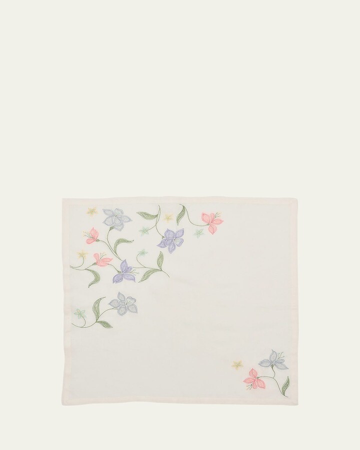 Vista Flower Embroidered Linen Napkin