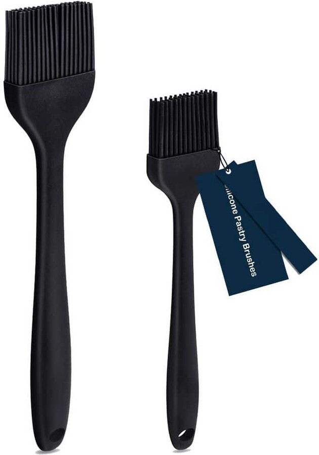 Numhew 600° F Heat Resistant Silicone Basting Brushes, Black Pastry and BBQ Brush Set for Grilling Baking Cooking