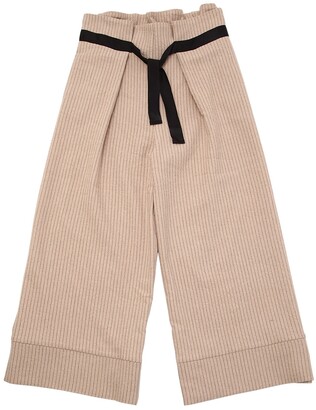 UNLABEL Wool Blend Pinstripe Pants W/ Belt
