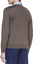 Thumbnail for your product : Ermenegildo Zegna Cashmere-Silk V-Neck Sweater, Mushroom Fog