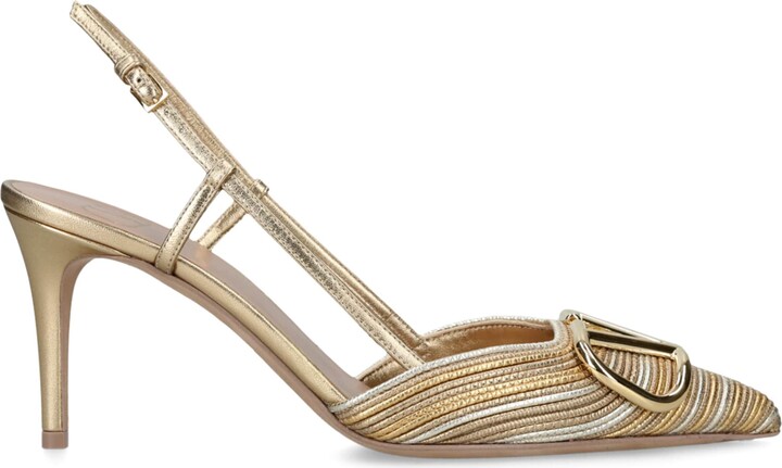 Valentino Garavani Leather Logo Slingback Pumps 80