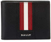 Bally Tevye Striped Leather Bi-Fold Wallet, Black