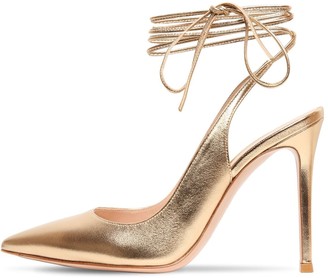 Gianvito Rossi 105mm Metallic Leather Lace-Up Pumps