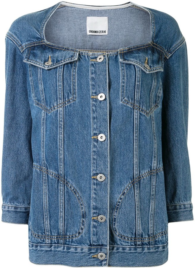 women's collarless denim jacket uk