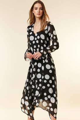 WallisWallis Black Polka Dot Fit and Flare Midi Dress