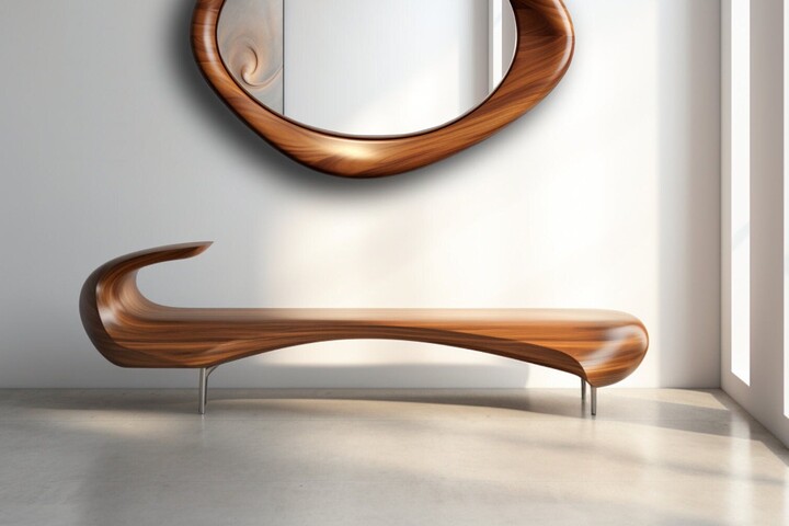 Surf Wave Wooden Bench Artistic Home Decor Entryway Bench