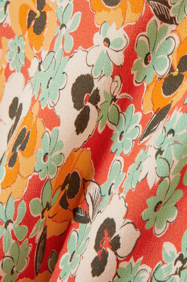 Rixo Jess Floral-print Crepe Midi Dress - Orange