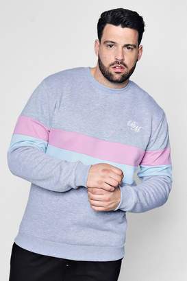 boohoo Big And Tall MAN Embroidered Colour Block Sweater