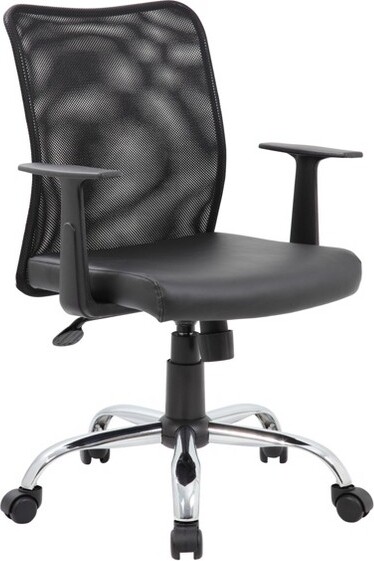 Boss Office Products FixedArmBudgetMeshTaskChairBlack-BossOfficeProducts:ChromeBase,PneumaticLift,LockingTiltControl