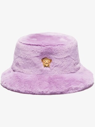 Versace Children Purple Medusa Faux Fur Bucket Hat - Kids - Cotton/Polyester