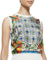 Thumbnail for your product : Dolce & Gabbana Sleeveless Tile-and-Orange Top