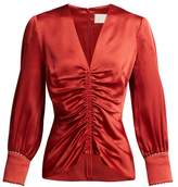 Thumbnail for your product : Peter Pilotto Ruched Satin Blouse - Womens - Red