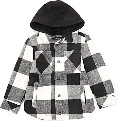 Urban Republic Little Boys Long Sleeve Plaid Wool-Blend Hooded Shacket