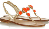 Thumbnail for your product : Musa Swarovski crystal-embellished metallic leather sandals
