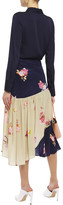 Thumbnail for your product : Preen Line Asymmetric Color-block Floral-print Satin-crepe Midi Skirt