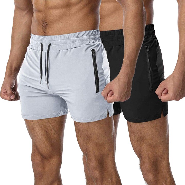 EVERWORTH Men's Running Gym Shorts Lightweight Workout Short Fitted Quick  Dry Swim Trunks Shorts with Zipper Pockets - black - Medium - ShopStyle