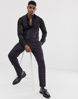 Thumbnail for your product : Devils Advocate slim fit check curved waistcoat