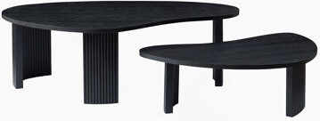 Wrought Studio 2-Piece Modern Irregular Shape Coffee Table Set For Living Room,Easy Assembly Nesting Coffee Tables, End Side Tables For Living Room Office,Black Colo