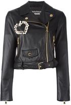 Boutique Moschino pearl embellished biker jacket