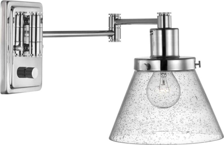 Hinton Collection 1-Light Polished Nickel Swing Arm Adjustable Coastal Farmhouse Wall Light Sconce