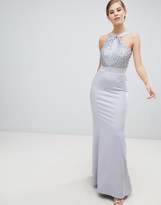Thumbnail for your product : Little Mistress Halterneck Maxi Dress With Sequin Detail-Grey