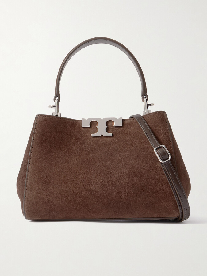 Tory Burch Eleanor Mini Leather-trimmed Suede Shoulder Bag - Brown