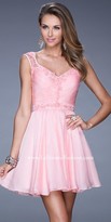 Thumbnail for your product : La Femme Jeweled lace cocktail dress