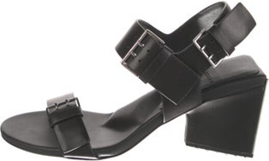4Ccccees Leather Slingback Sandals Black Multistrap & Buckle Closure at Ankles Unfortunately, due to restrictions, this item may not be eligible for shipping in all areas.