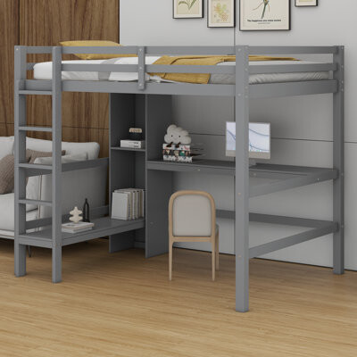 FURNITURE FACTORY OUTLET, LLC Loft Bed With Multifunction Shelves And Under-Bed Desk