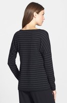 Thumbnail for your product : Eileen Fisher Stripe Merino Jersey V-Neck Sweater