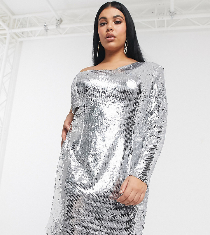 plus silver sequin dress