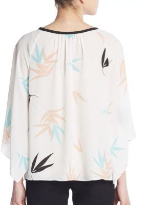 Vince Camuto Leaf-Print Kimono-Sleeve Top