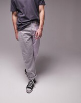 Thumbnail for your product : Topman relaxed spliced acid wash jeans in gray and pink