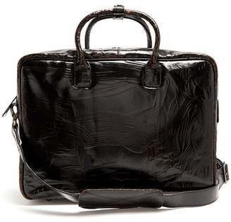 Marc Marmel Benny Cracked Leather Briefcase - Mens - Black