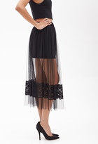 Thumbnail for your product : Forever 21 Lace-Paneled Tulle Skirt