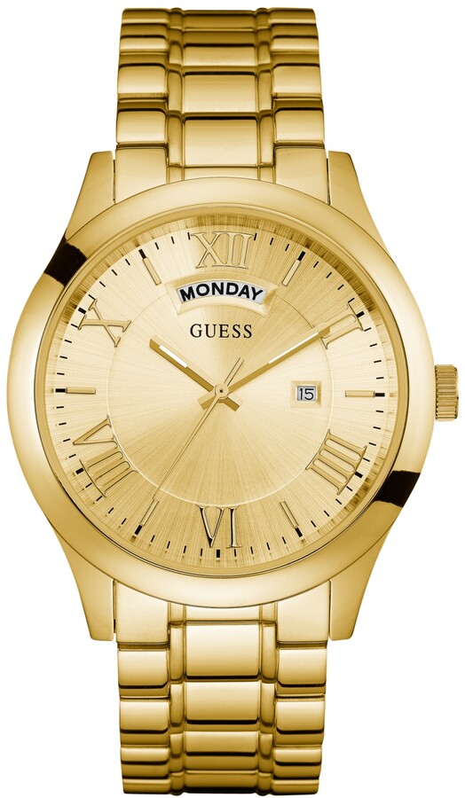 GUESS Men's Gold-Tone Stainless Steel Bracelet Watch 44mm U0791G2 -  ShopStyle
