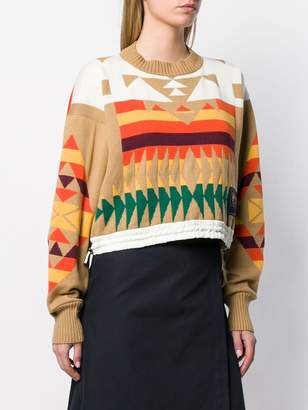 Sacai tribal print cropped sweatshirt