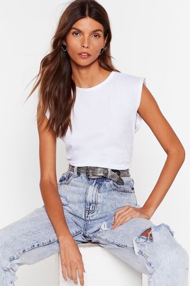 Nasty Gal Womens Chip On Your Shoulder Jersey Tee - White - 12