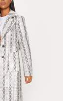 Thumbnail for your product : PrettyLittleThing Grey Snake Print PU Trench