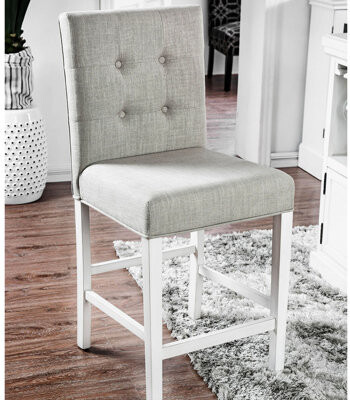 Red Barrel Studio 2pcs Counter Height Chairs In Rustic Antique White With Vintage Padded Seat Button Back For Dining Area Of 2 & Classic Room Use