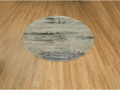 Isabelline One-of-a-Kind Frid Hand-Knotted 6' Round Area Rug in Blue/Gray