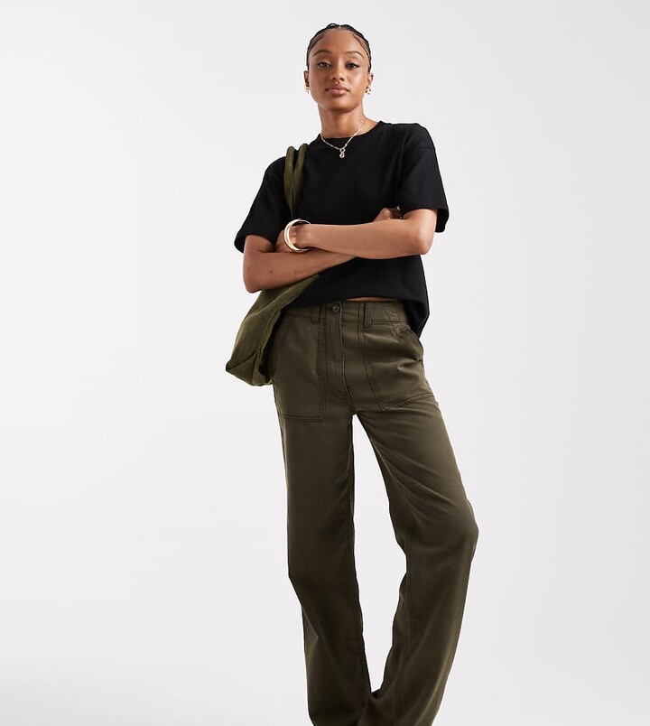 ASOS Tall ASOS DESIGN Tall slouchy straight leg pants in washed green